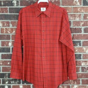 Viyella Red Blue Checkered Button Front Shirt LS